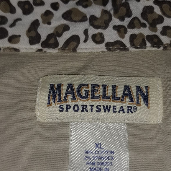 Magellan Sportswear (Size M) Animal Print Trim Button Down Shirt - Picture 5 of 5